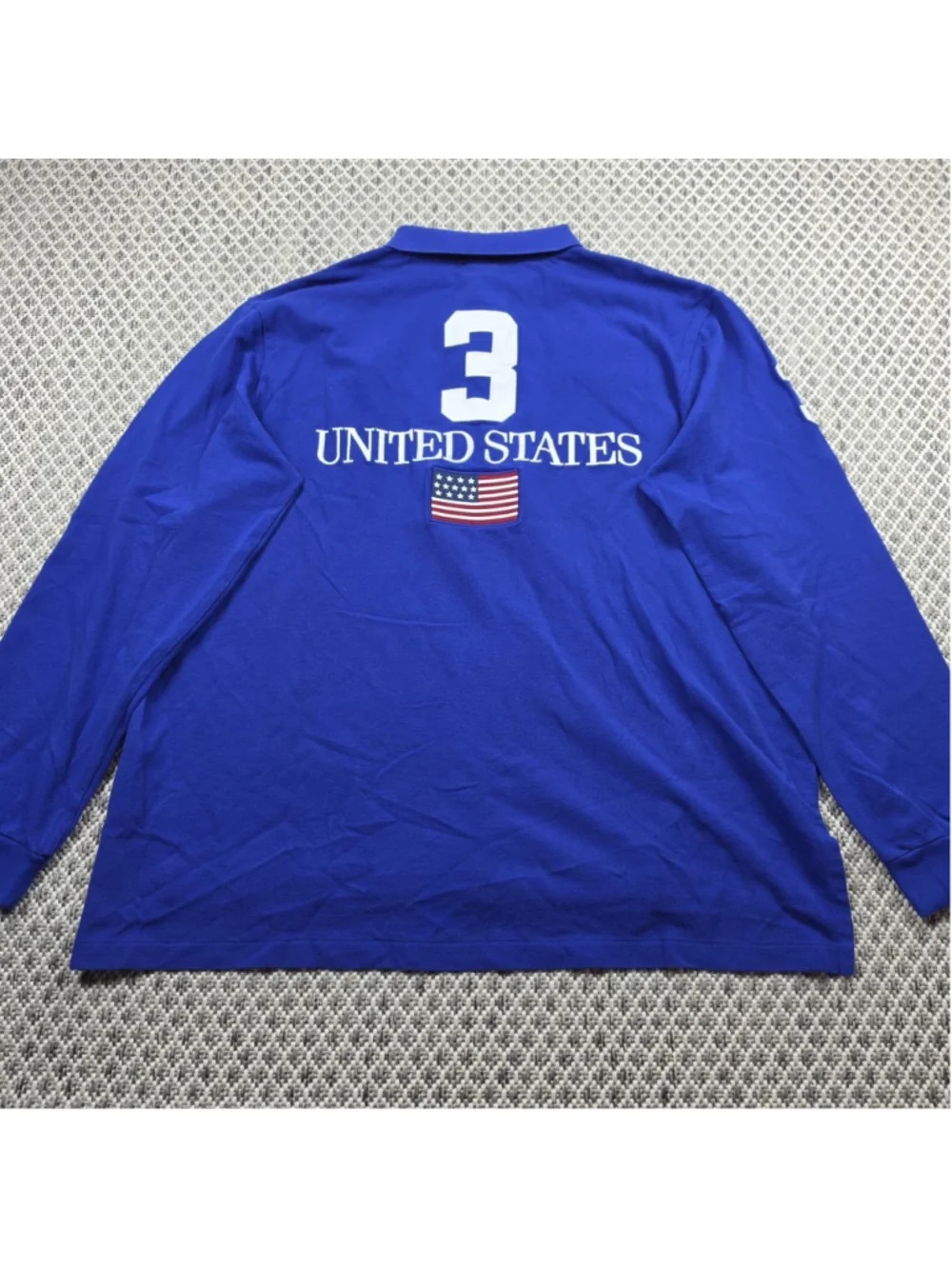 Polo Ralph Lauren USA Big Pony Rugby Polo Shirt Blue Long Sleeve XXL